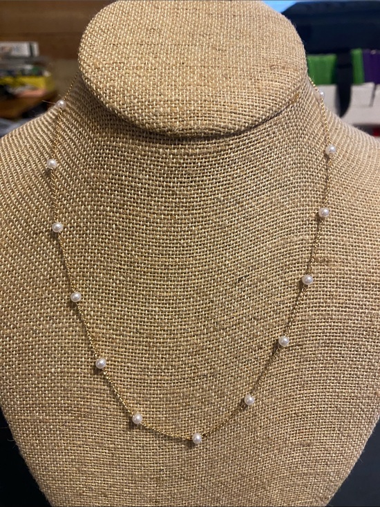 Fashion Jewelry Jewelry - Delicate Gold Pearl Station Necklace - Unbranded